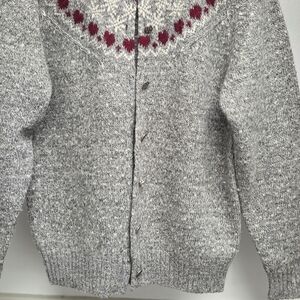 Gray and Red Patterned Men's Sweater